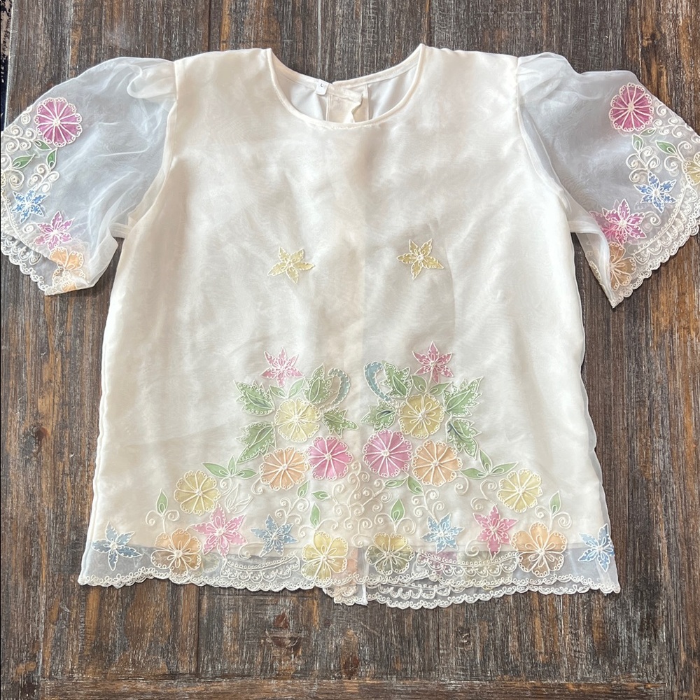 Floral Embroidered Top - White
